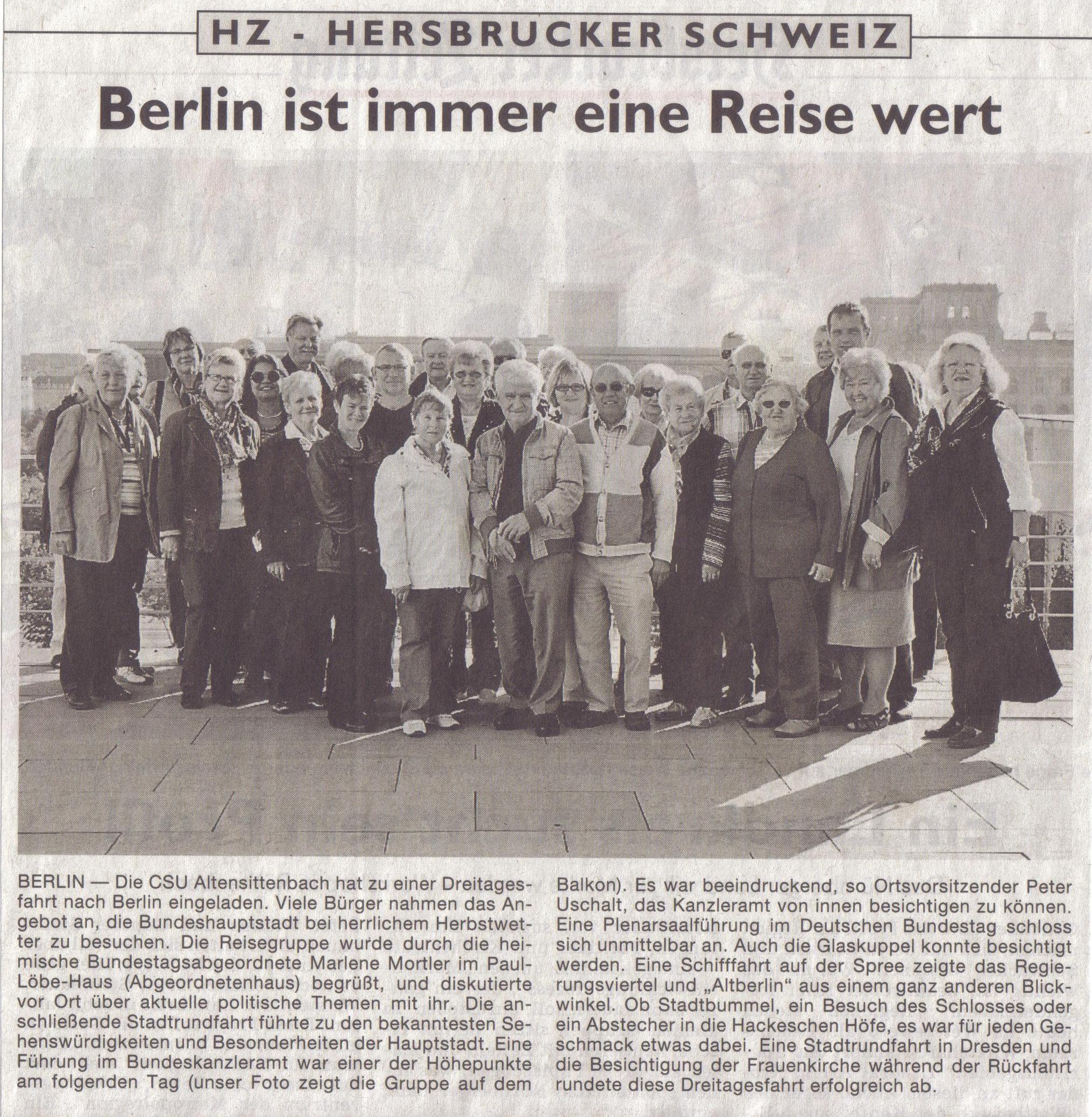 Pressebericht in der Hersbrucker Zeitung vom 06.10.2011
