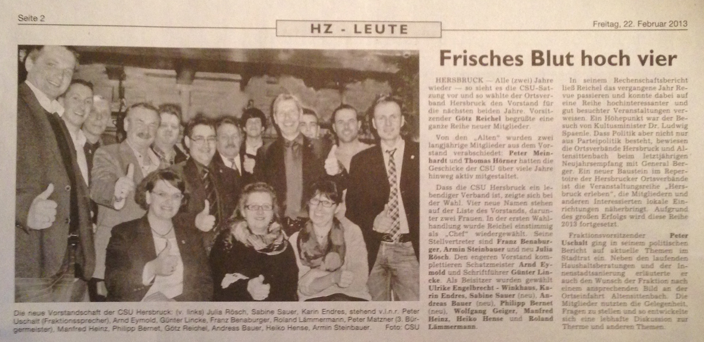 Pressebericht der Hersbrucker Zeitung vom 22.02.2013