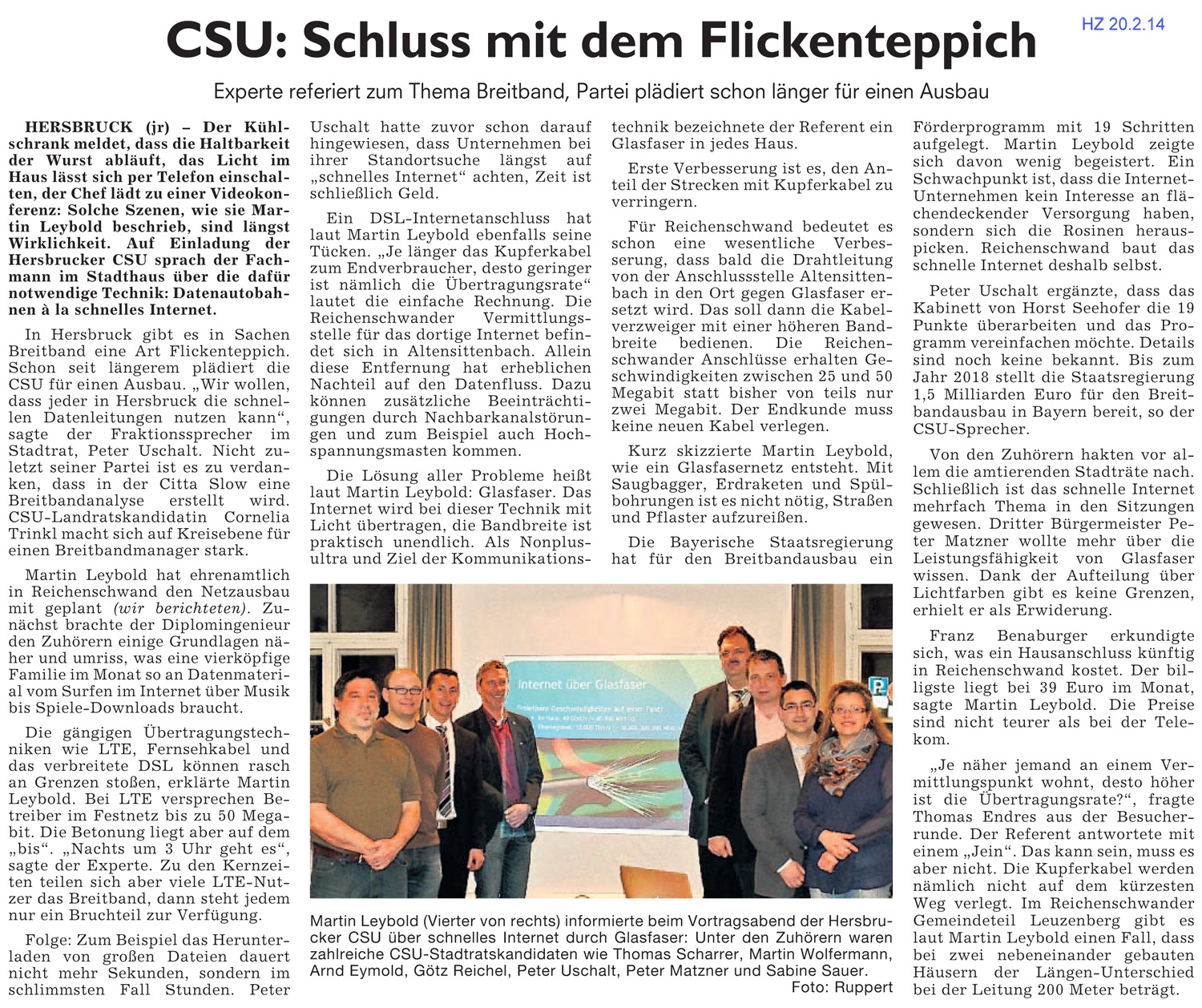 Pressebericht der Hersbrucker Zeitung vom 20.02.2014
